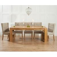 Mark Harris Madrid Solid Oak 300cm Dining Set with 6 Stefini Beige Dining Chairs