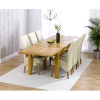 Mark Harris Rustique Solid Oak 180cm Extending Dining Set with 6 Roma Cream Dining Chairs