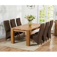 Mark Harris Madrid Solid Oak 200cm Dining Set with 6 Harley Cinnamon Brown Dining Chairs