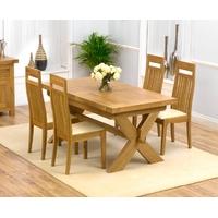 Mark Harris Avignon Solid Oak 160cm Extending Dining Set with 4 Monte Carlo Cream Dining Chairs