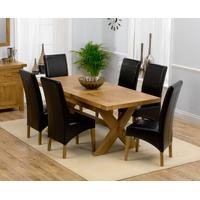 Mark Harris Avignon Solid Oak 160cm Extending Dining Set with 6 Roma Brown Dining Chairs