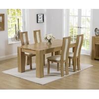Mark Harris Tampa Solid Oak 150cm Dining Set with 4 Havana Cream Dining Chairs