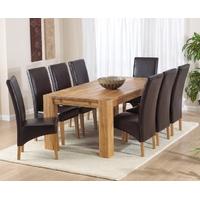 mark harris madrid solid oak 240cm dining set with 8 roma brown dining ...