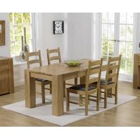 Mark Harris Tampa Solid Oak 150cm Dining Set with 4 Valencia Brown Dining Chairs