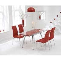 Mark Harris Roehampton Red Glass Extending Dining Set with 4 California Red Dining Chairs