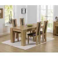 Mark Harris Tampa Solid Oak 150cm Dining Set with 4 Havana Brown Dining Chairs