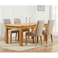 Mark Harris Rustique Solid Oak 180cm Extending Dining Set with 4 Pailin Beige Dining Chairs