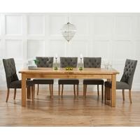 Mark Harris Rustique Solid Oak 220cm Extending Dining Set with 6 Albury Grey Dining Chairs