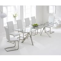 Mark Harris Palazzo 200cm Glass Extending Dining Set with 6 Malibu White Dining Chairs