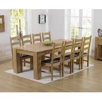 Mark Harris Tampa Solid Oak 220cm Dining Set with 8 Valencia Brown Dining Chairs