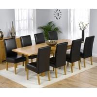 Mark Harris Rustique Solid Oak 150cm Extending Dining Set with 8 Rustique Brown Dining Chairs