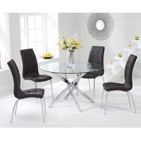 Mark Harris Daytona 110cm Glass Round Dining Set with 4 California Brown Dining Chairs