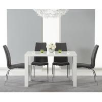 Mark Harris Ava White High Gloss Dining Set 120cm with 4 Grey Carsen Dining Chairs