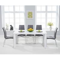 Mark Harris Ava Matt White 160cm Dining Set with 6 Carsen Grey Dining Chairs