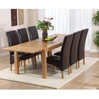 Mark Harris Verona Solid Oak 180cm Dining Set with 6 Roma Brown Dining Chairs