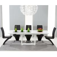 Mark Harris Beckley White High Gloss Dining Set with 6 Black Hereford Dining Chairs
