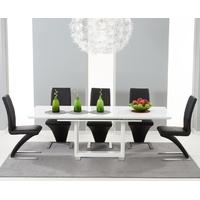 mark harris beckley white high gloss dining set with 6 black hereford  ...