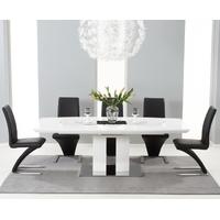 Mark Harris Rossini White High Gloss Extending Dining Set with 6 Black Hereford Dining Chairs