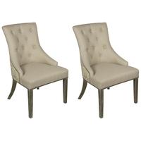 Map Printed Back Linen Dining Chair (Pair)