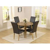 Mark Harris Promo 90cm Round Extending Dining Set with 4 Atlanta Black Faux Leather Dining Chairs