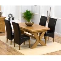 Mark Harris Avignon Solid Oak 160cm Extending Dining Set with 4 Roma Brown Dining Chairs