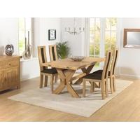 Mark Harris Avignon Solid Oak 165cm Extending Dining Set with 4 Havana Brown Dining Chairs