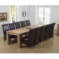 Mark Harris Tampa Solid Oak 300cm Dining Set with 10 Barcelona Brown Dining Chairs