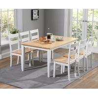 mark harris chichester oak and white 150cm dining set with 6 dining ch ...