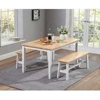 mark harris chichester oak and white 150cm dining set with 2 benches