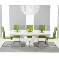 mark harris malibu white high gloss extending dining set with 6 green  ...