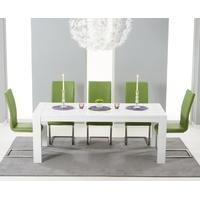 mark harris venice white high gloss extending dining set with 6 green  ...