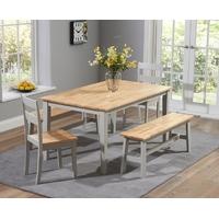 Mark Harris Chichester Oak and Grey 150cm Dining Set with 2 Chairs and 2 Benches