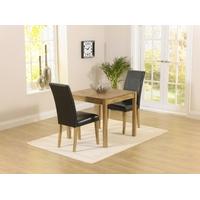 Mark Harris Promo Solid Oak 80cm Dining Set with 2 Atlanta Black Faux Leather Dining Chairs