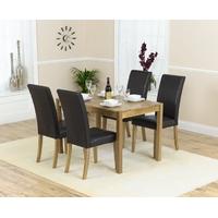 Mark Harris Promo Solid Oak 120cm Dining Set with 4 Atlanta Brown Faux Leather Dining Chairs