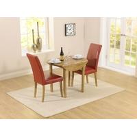 Mark Harris Promo Solid Oak 90cm Round Extending Dining Set with 2 Atlanta Red Faux Leather Dining Chairs