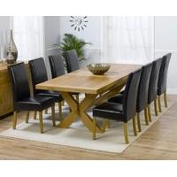 Mark Harris Avignon Solid Oak 200cm Extending Dining Set with 8 Rustique Brown Dining Chairs