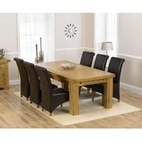 Mark Harris Laurent Solid Oak 230cm Extending Dining Set With 6 Barcelona Brown Dining Chairs