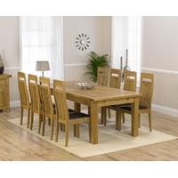 Mark Harris Rustique Solid Oak 220cm Extending Dining Set with 8 Monte Carlo Brown Dining Chairs