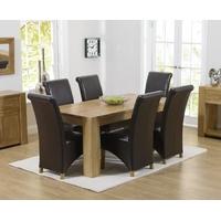 Mark Harris Tampa Solid Oak 150cm Dining Set with 6 Barcelona Brown Dining Chairs