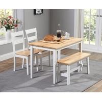 Mark Harris Chichester Oak and White 115cm Dining Set with 2 Chairs and Bench
