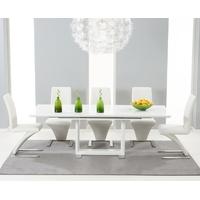 Mark Harris Beckley White High Gloss Dining Set with 6 White Hereford Dining Chairs