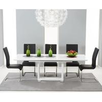 Mark Harris Beckley White High Gloss Dining Set with 6 Black Malibu Dining Chairs