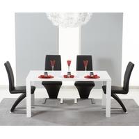 Mark Harris Hereford White High Gloss Dining Set with 4 Black Hereford Dining Chairs