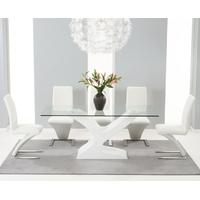 mark harris natalie white high gloss glass top dining set with 6 white ...