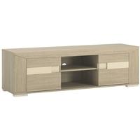 madras champagne melamine tv unit wide 2 door with open shelf