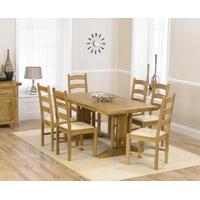 Mark Harris Cavanaugh Oak 165cm Extending Dining Set with 6 Valencia Cream Dining Chairs