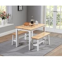 mark harris chichester oak and white 115cm dining set with 2 benches