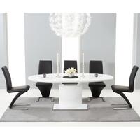 Mark Harris Seville White High Gloss Extending Dining Set with 6 Black Hereford Dining Chairs