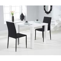 mark harris ava matt white 80cm dining set with 2 stackable black dini ...