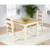 Mark Harris Windsor Painted Cream with Natural Ash Top 90cm Dining Set with 2 Dining Chairs